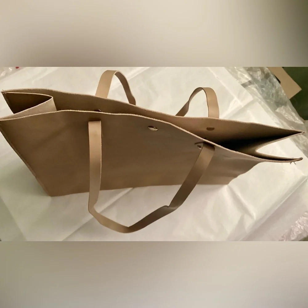 New! Tan Gold 13” Tote Lightweight Vegan